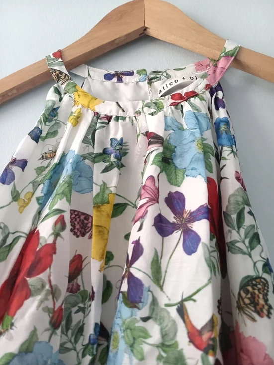 Alice + Olivia Erna Floral Halter Blouse S Silk Cotton Sleeveless Top - Picture 5 of 10